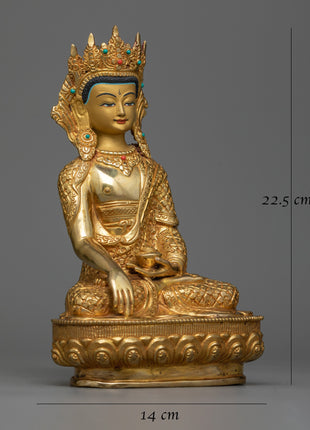 Crown Shakyamuni Buddha Copper Statue | Regal Symbol of Enlightenment and Serenity