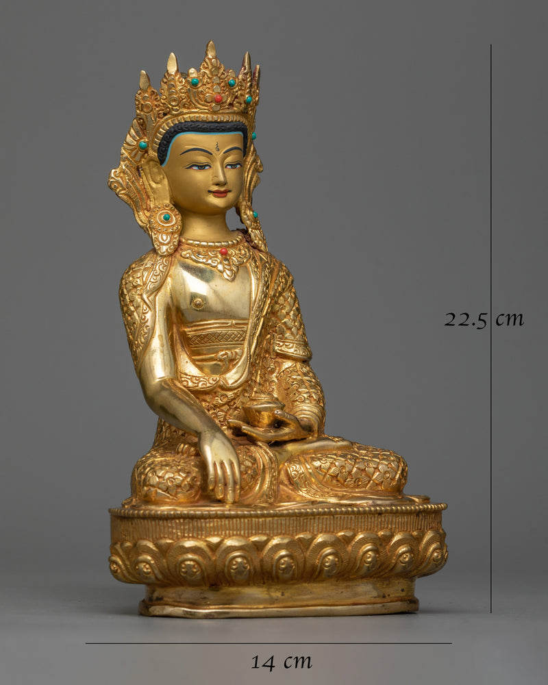 Crown Shakyamuni Buddha Copper Statue | Regal Symbol of Enlightenment and Serenity