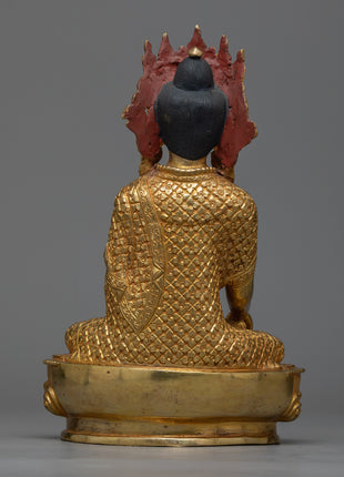 Crown Shakyamuni Buddha Copper Statue | Regal Symbol of Enlightenment and Serenity