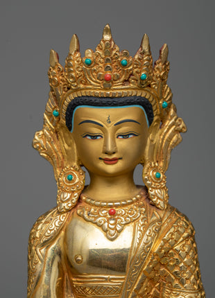 Crown Shakyamuni Buddha Copper Statue | Regal Symbol of Enlightenment and Serenity