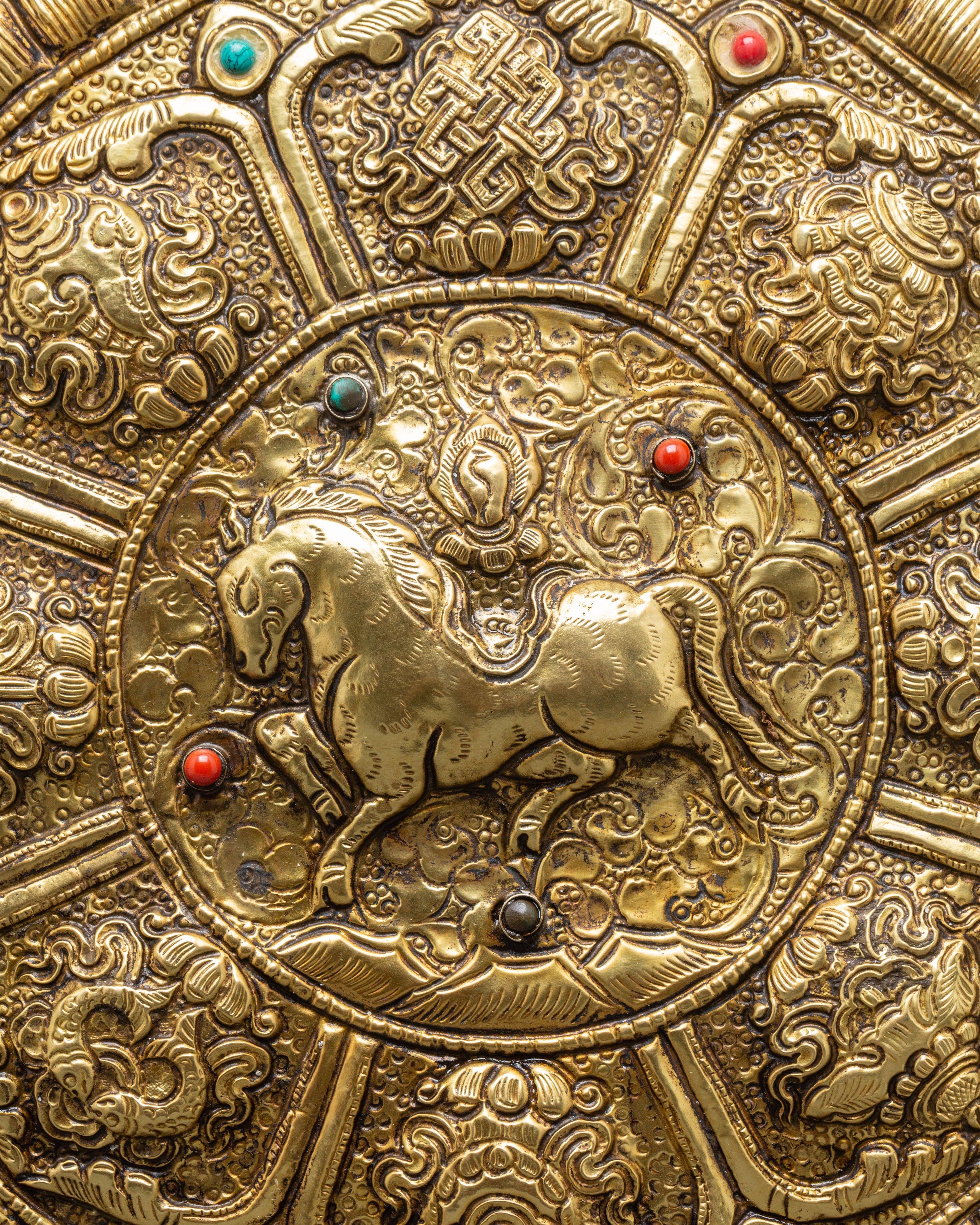 Sacred Tibetan Wind Horse Wall Hanging | Handcrafted Brass Buddhist Wall Art