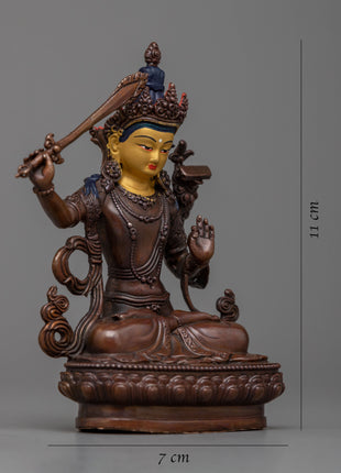 Machine made Manjushri Statue | Oxidized Copper Body, Symbolizing Wisdom and Enlightenment