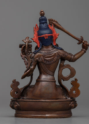 Machine made Manjushri Statue | Oxidized Copper Body, Symbolizing Wisdom and Enlightenment