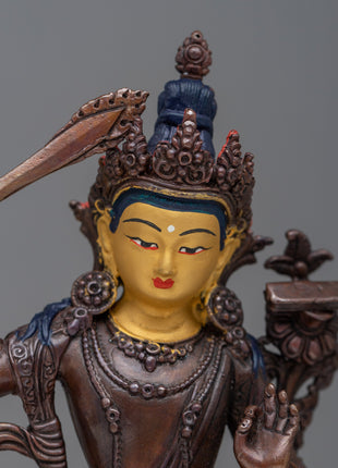 Machine made Manjushri Statue | Oxidized Copper Body, Symbolizing Wisdom and Enlightenment
