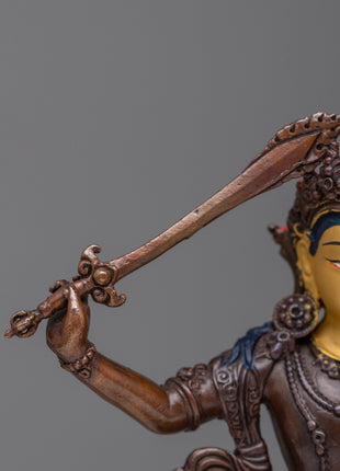 Machine made Manjushri Statue | Oxidized Copper Body, Symbolizing Wisdom and Enlightenment