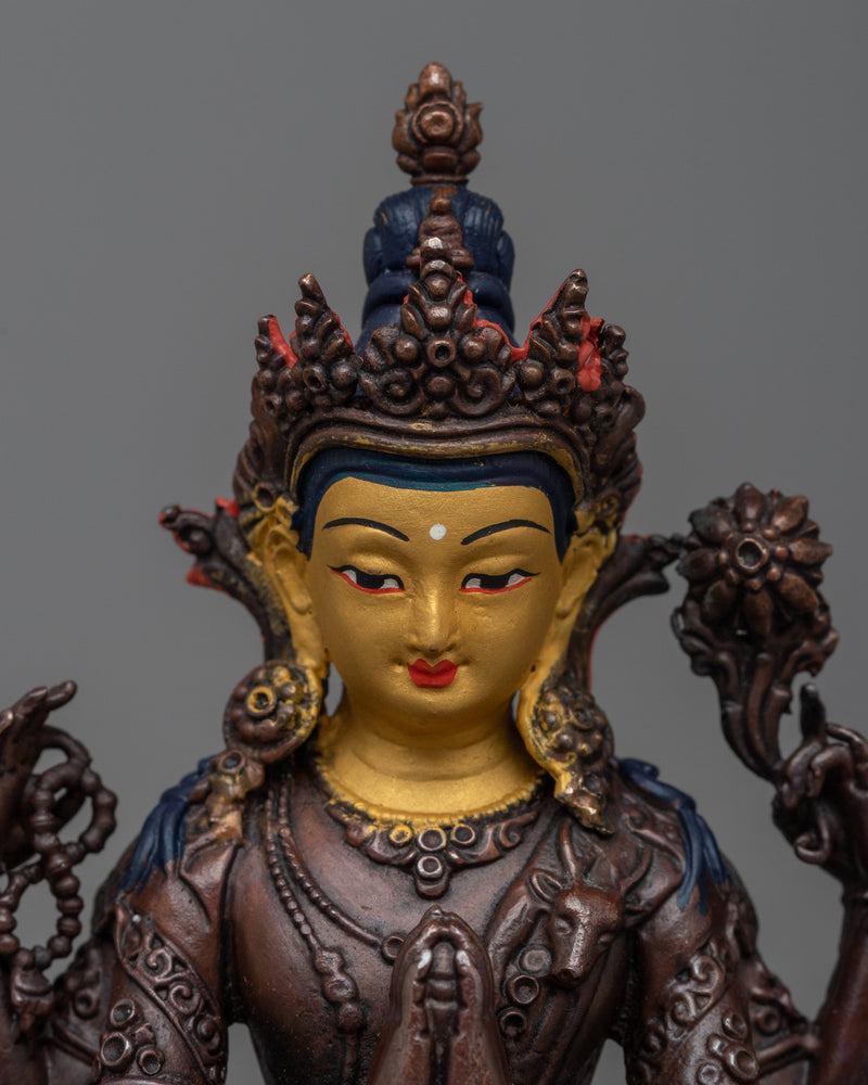 Machine Made Four Armed Chenresig Statue | Symbol of Compassion and Divine Grace