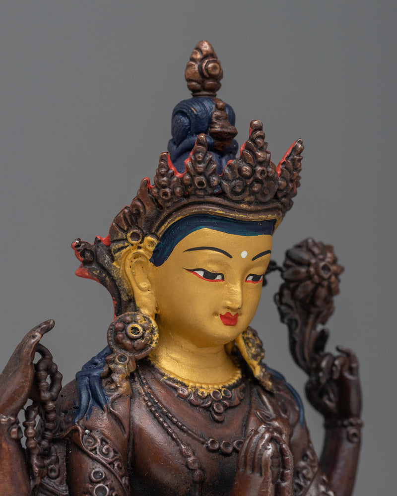 Machine Made Four Armed Chenresig Statue | Symbol of Compassion and Divine Grace