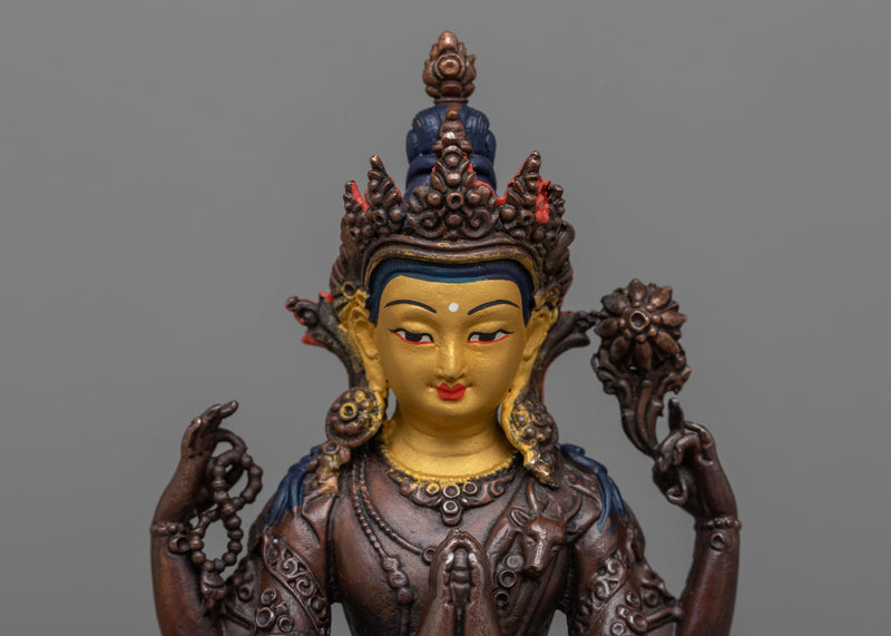 Machine Made Four Armed Chenresig Statue | Symbol of Compassion and Divine Grace