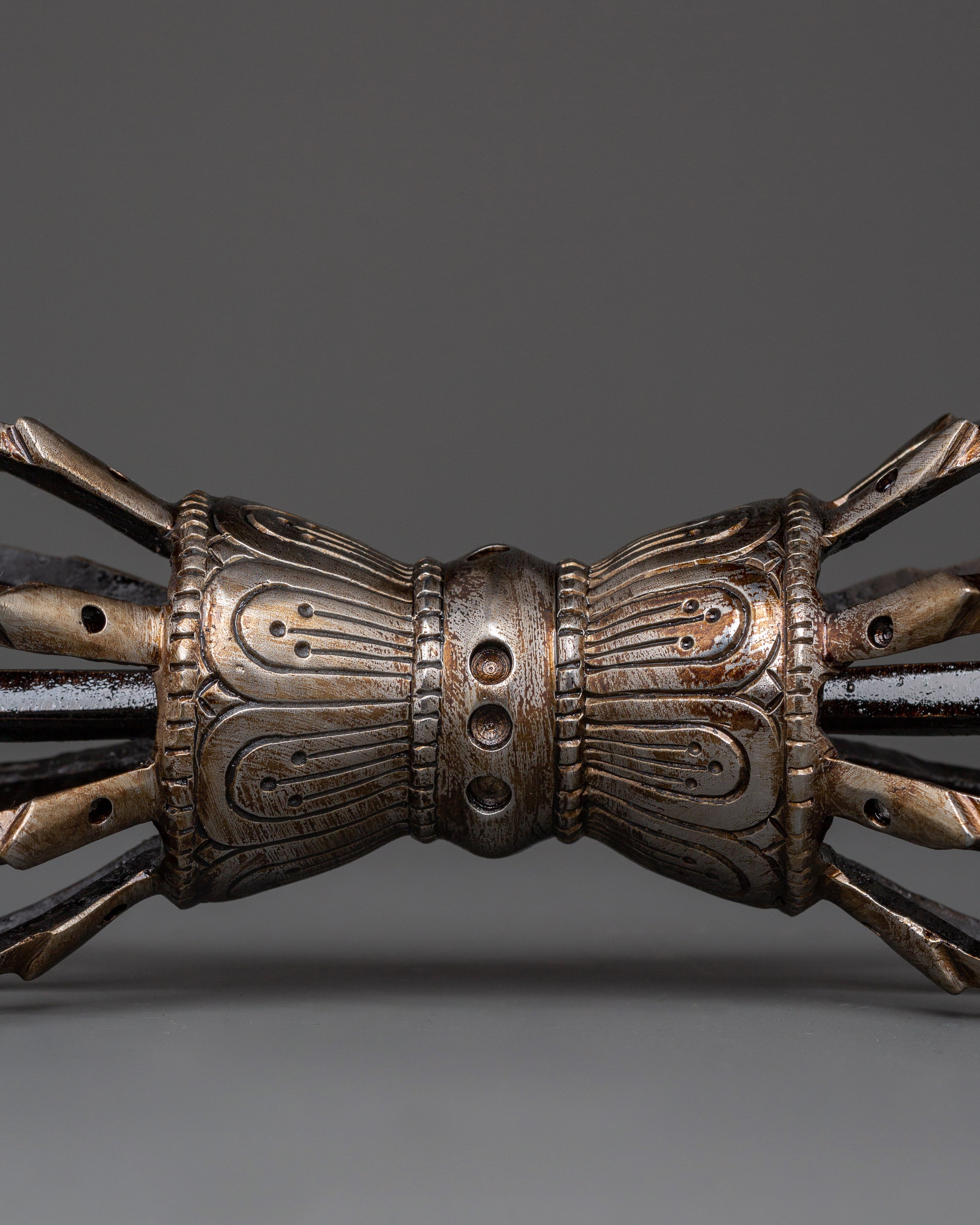 Handcrafted Iron Vajra with Stand | Buddhist Dorje for Ritual and Altar Use