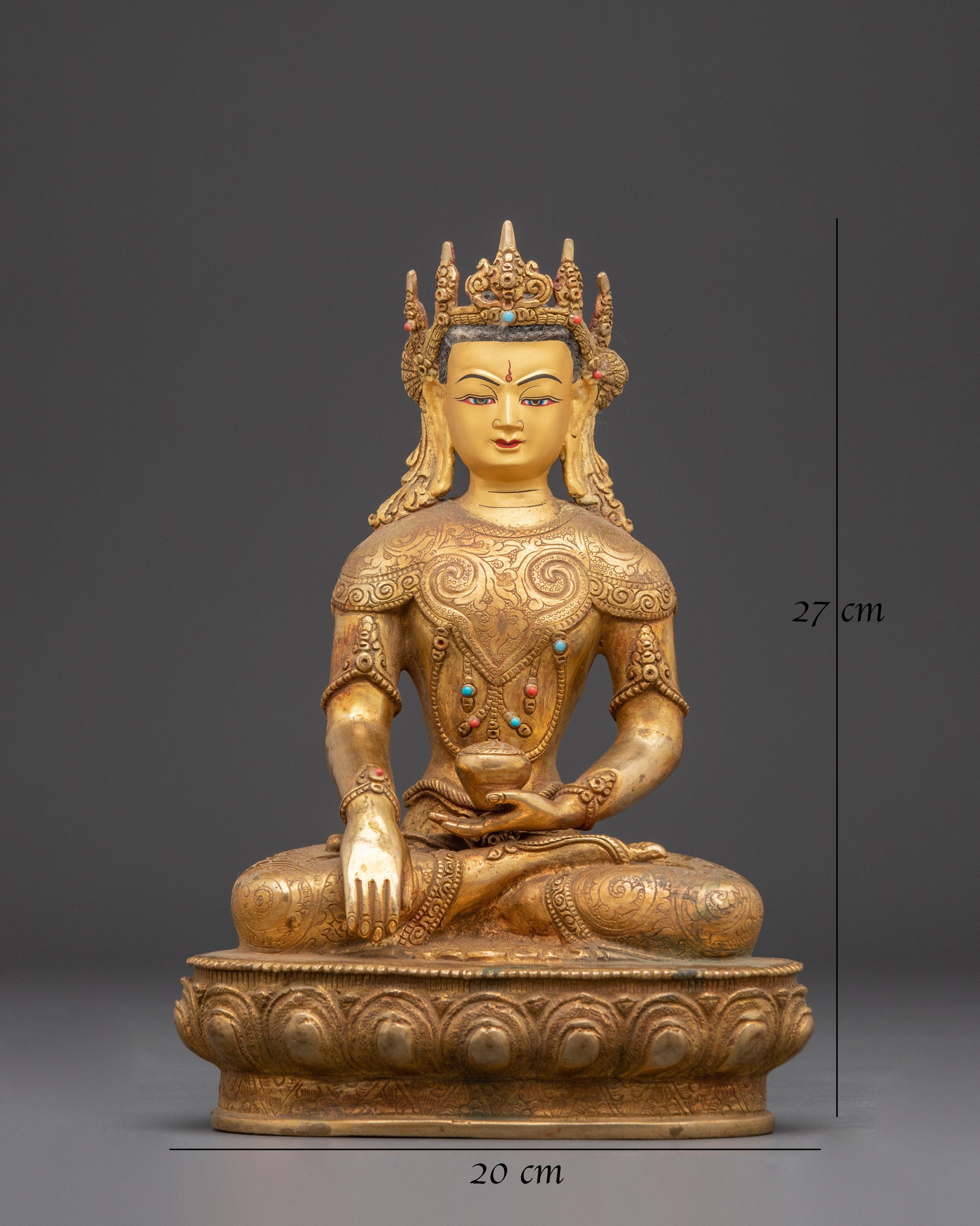 Handcrafted Crown Shakyamuni Buddha Statue | Spiritual Meditation Decor