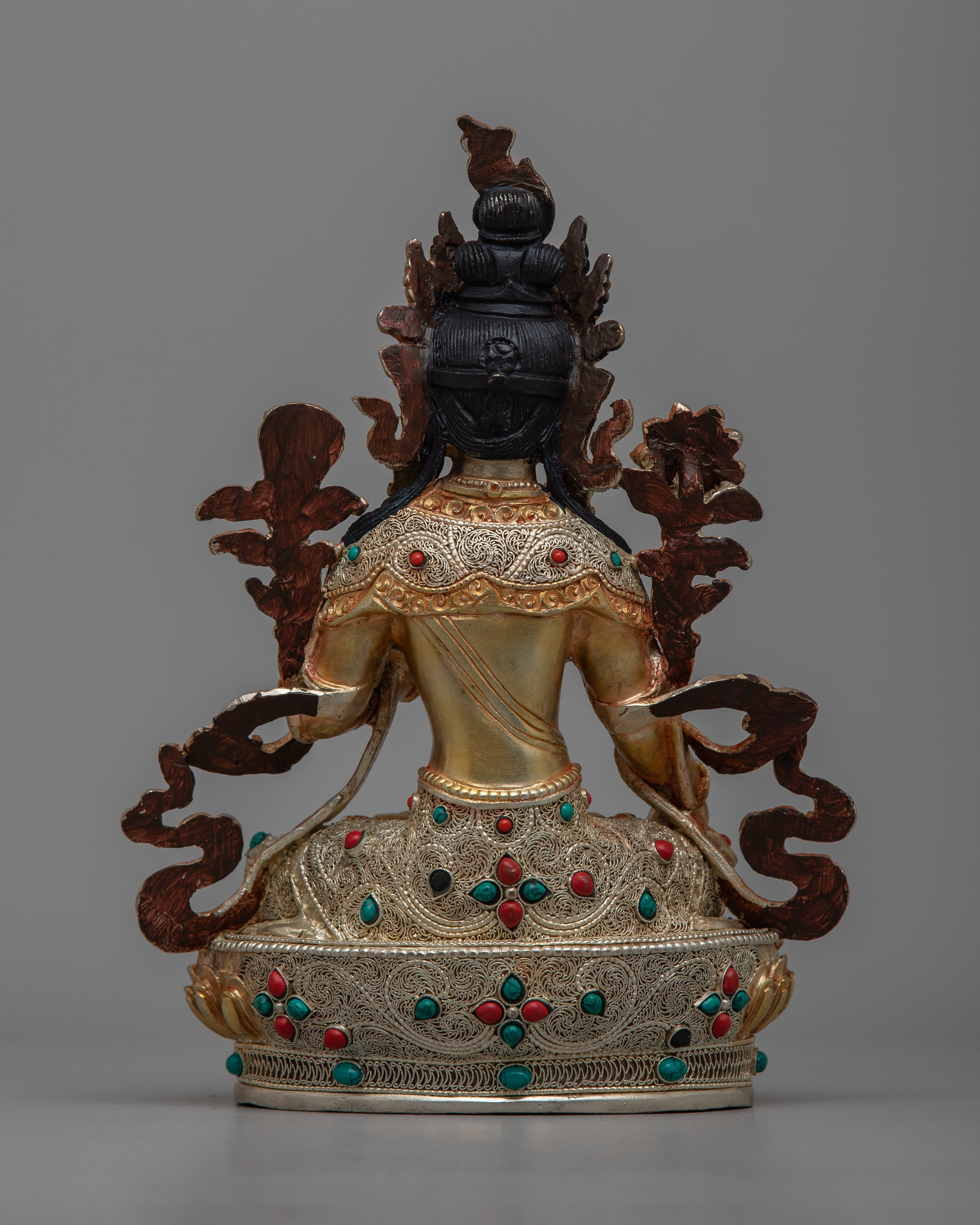 Copper White Tara Statue | Adorned in 24K Gold, Embodying Spiritual Enlightenment and Compassion