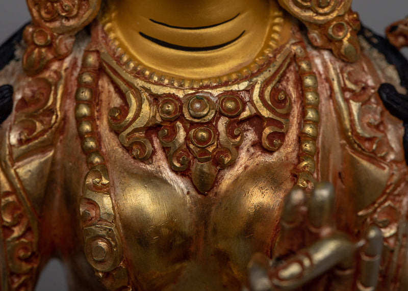 Copper White Tara Statue | Adorned in 24K Gold, Embodying Spiritual Enlightenment and Compassion