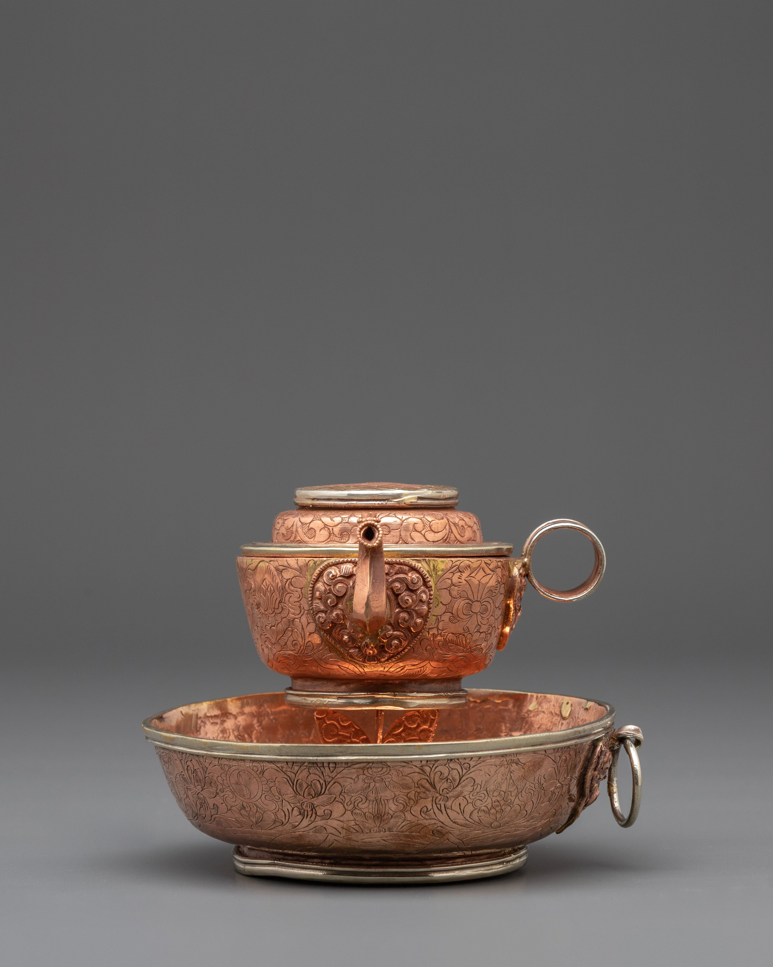 Handcrafted Copper Offering Bowls Set for Rituals and Meditation