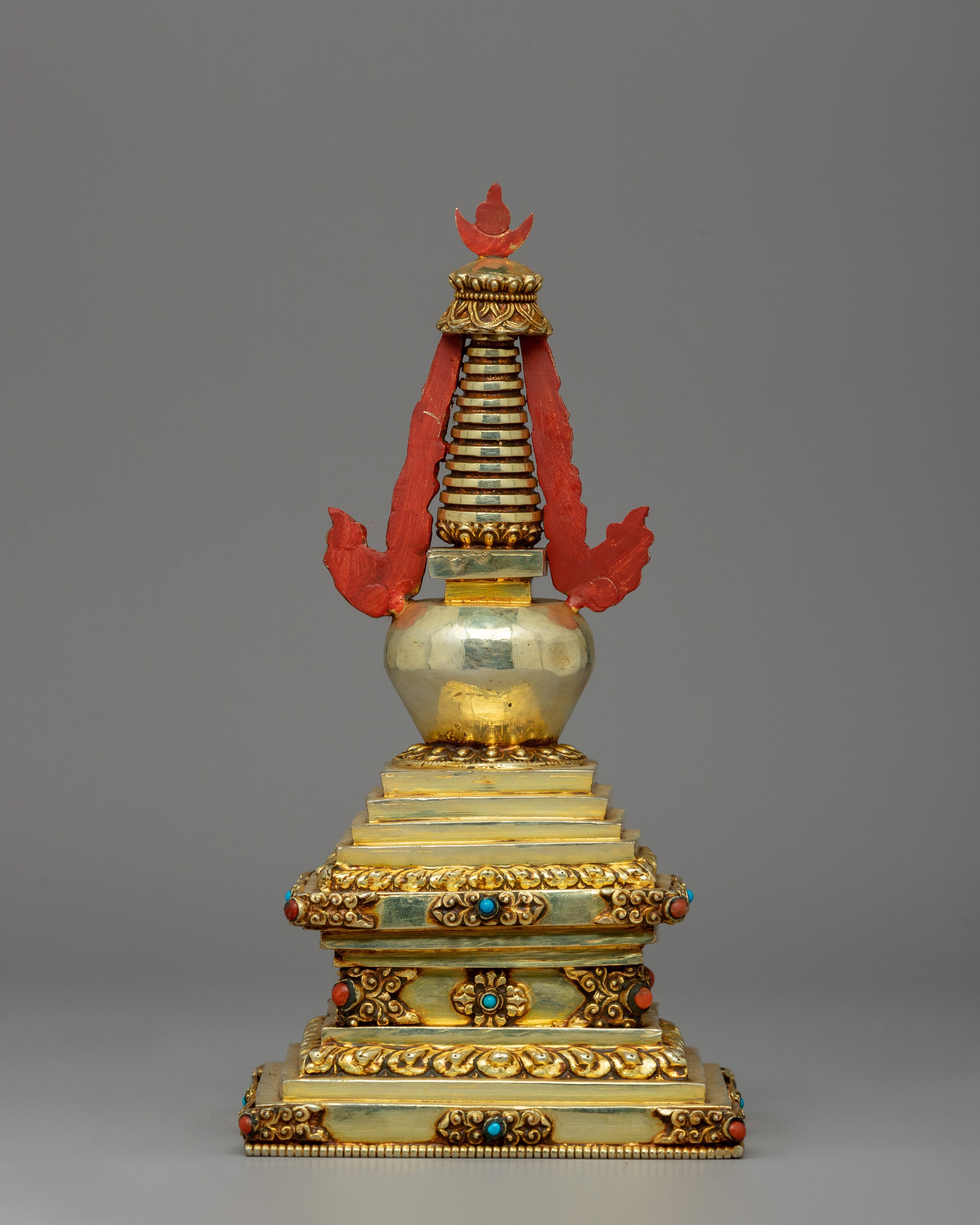 Stupa Gold-Plated Artwork | Traditional Chaitya