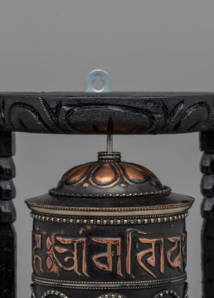 Sacred Buddhist Wooden Base Prayer Wheel | Perfect for Meditation and Ethnic Spiritual Decor