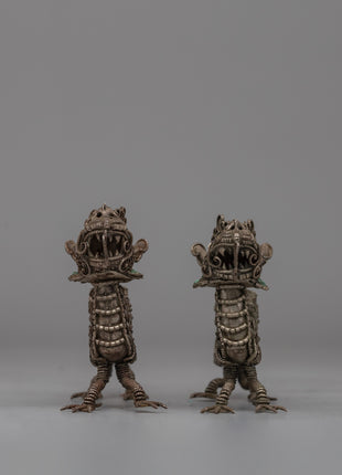 Elegant Silver Filigree Dragon Statue