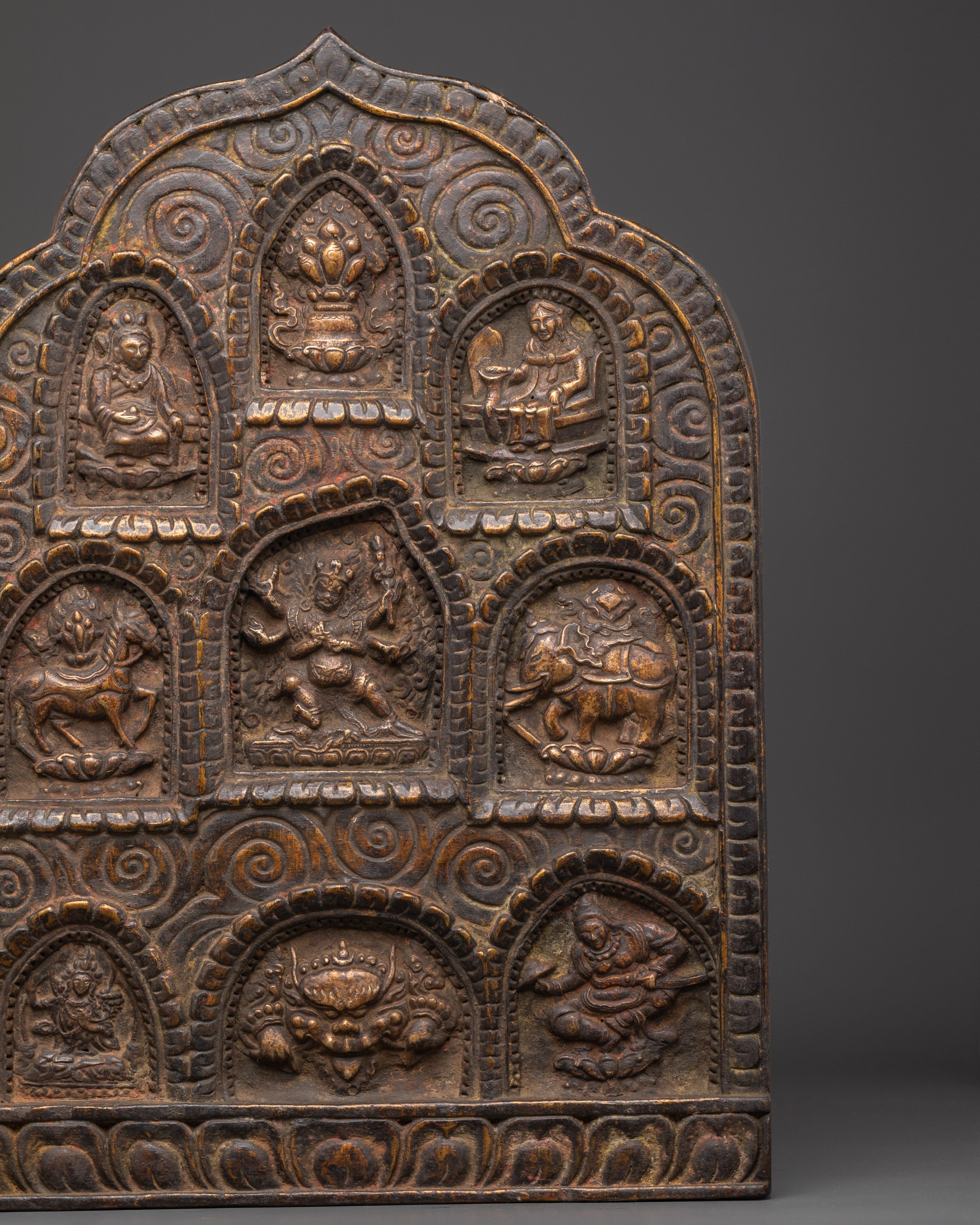Handcrafted Buddhist Deities Plaque | Spiritual Relief Sculpture