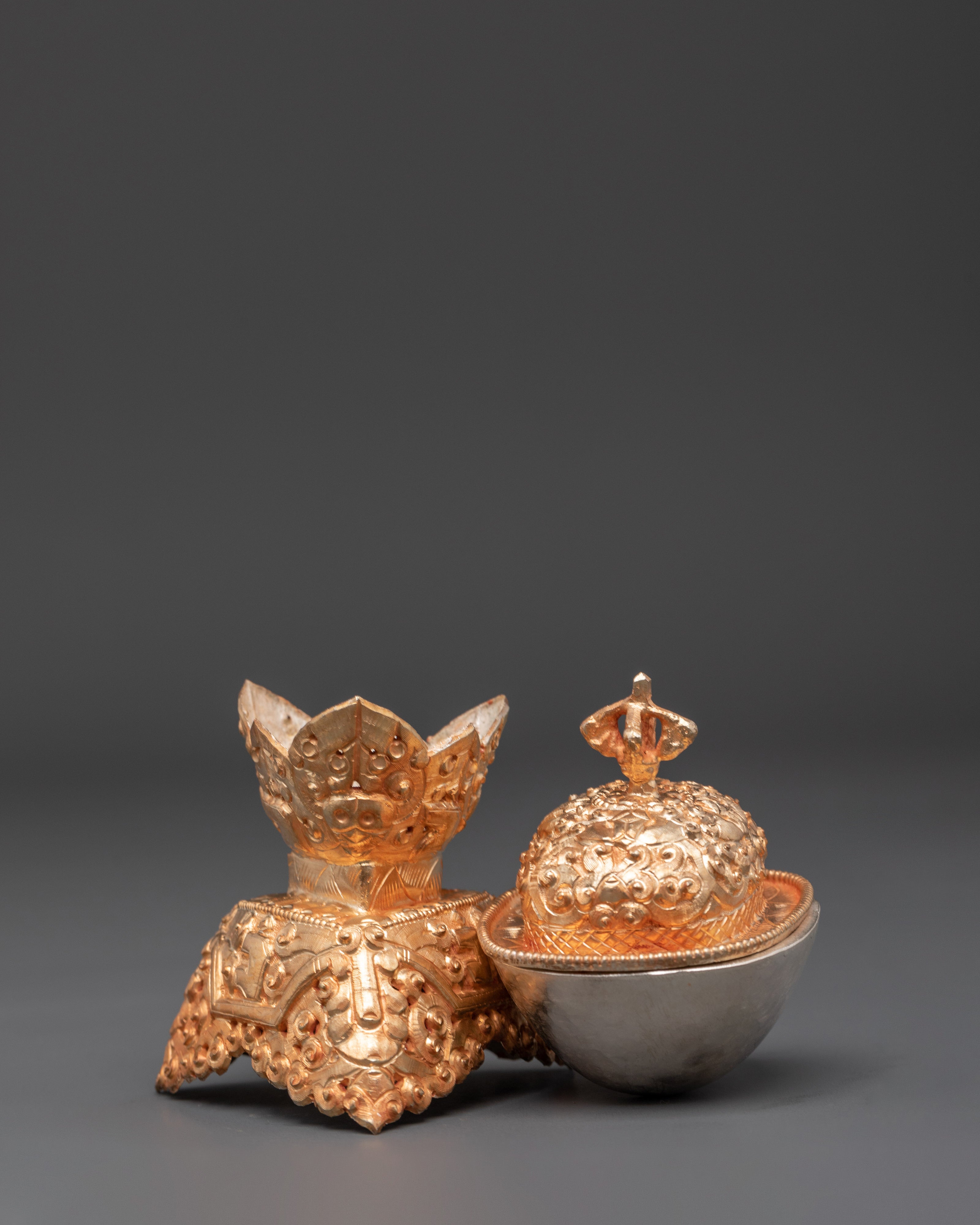 Sacred Traditional Kapala | Handcrafted Copper & Gold Plated Ritual Vessel