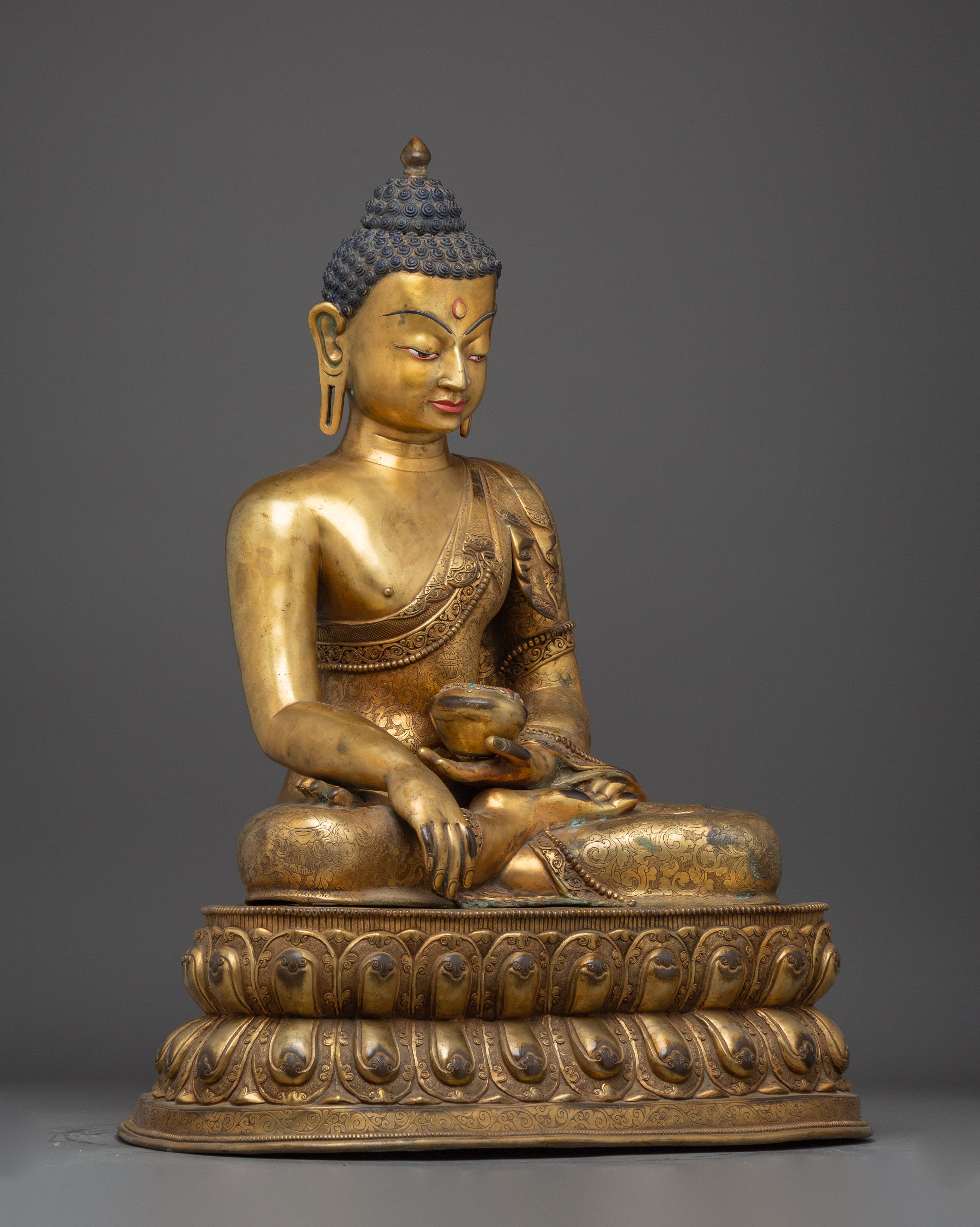 Copper Gold Plated Shakyamuni Buddha | Statue for Meditation, Spiritual Growth