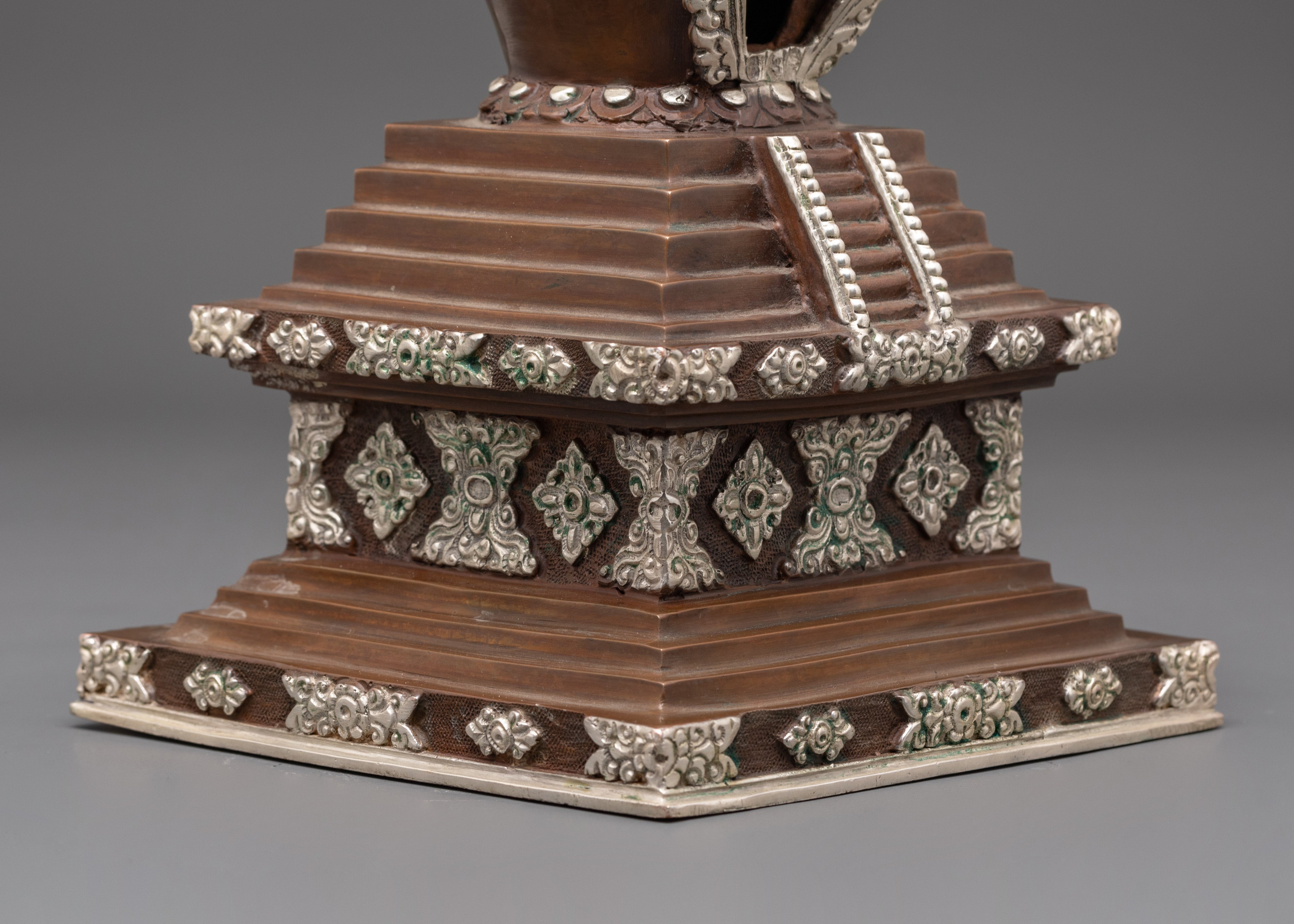 Oxidized Copper Tibetan Buddhist Stupa | Symbol of Mindfulness