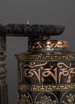 Engraved Copper Tibetan Prayer Wheel | Spiritual Ritual Decor