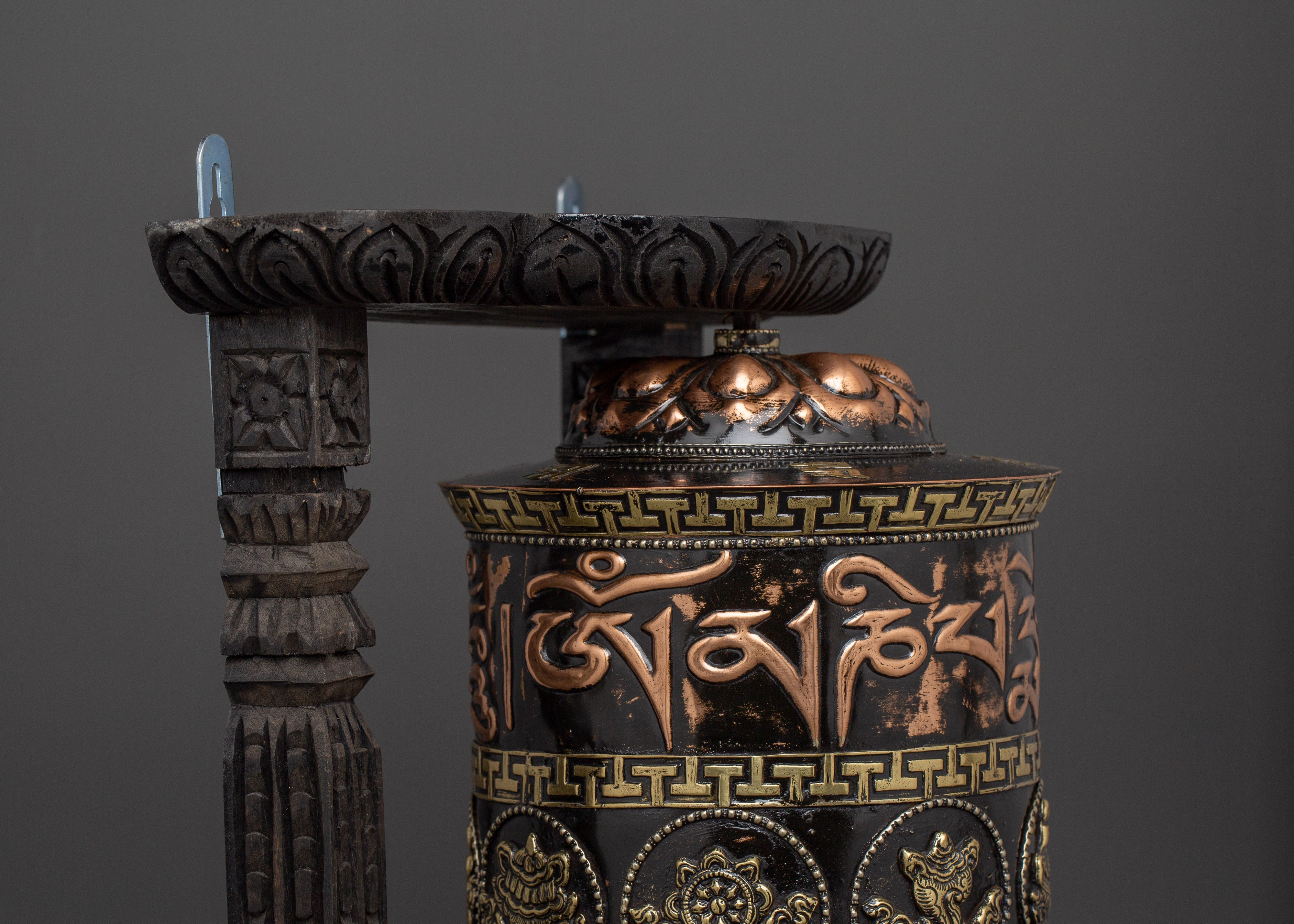 Engraved Copper Tibetan Prayer Wheel | Spiritual Ritual Decor