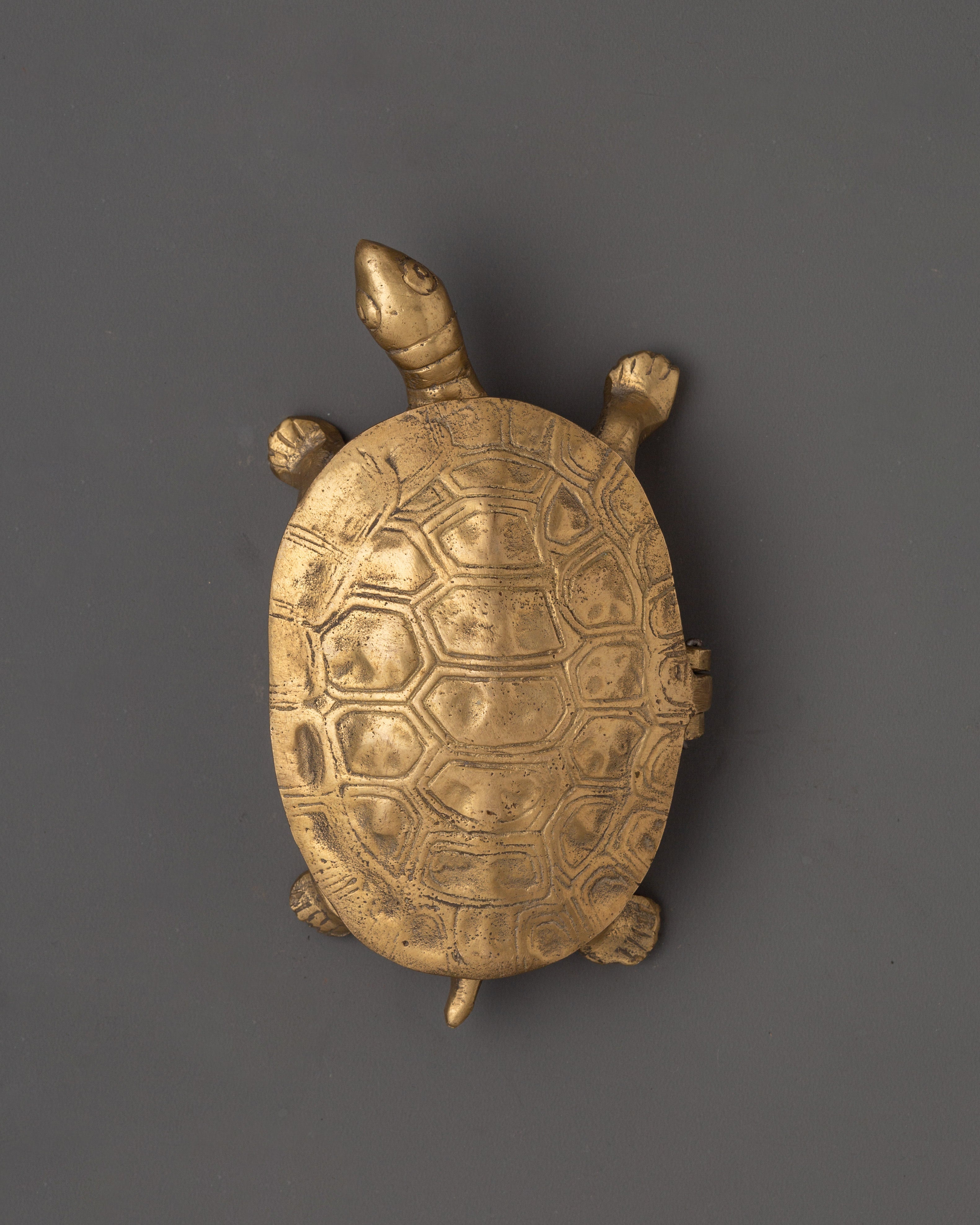 Handcrafted Tortoise Shape Container | Brass Turtle Decorative Vessel