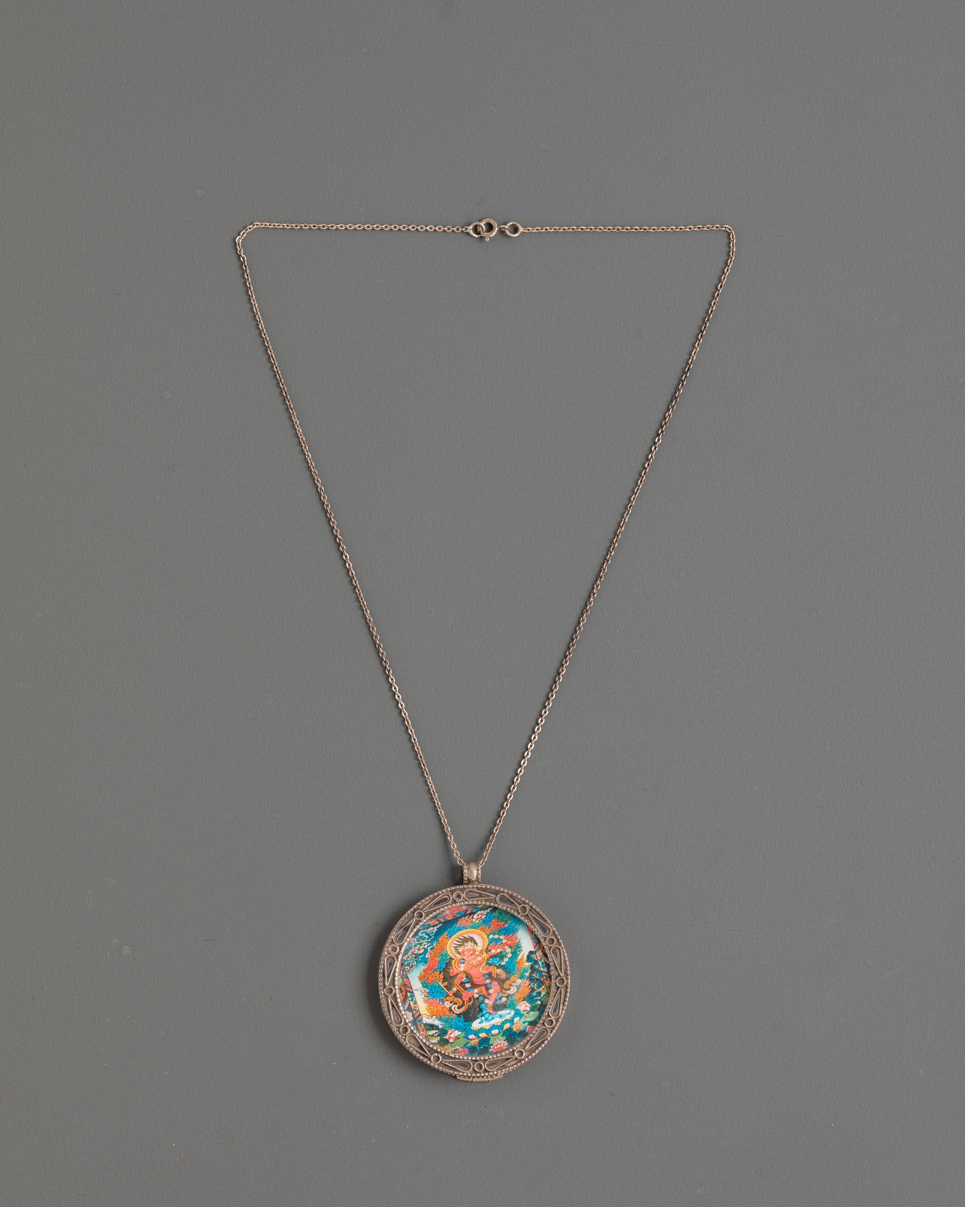 Thangka Print Kurukulla Pendant | Spiritual Jewelry with Sacred Artwork
