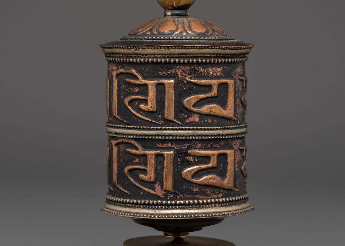 Handcrafted Brass & Copper Prayer Wheel | Symbol of Compassion