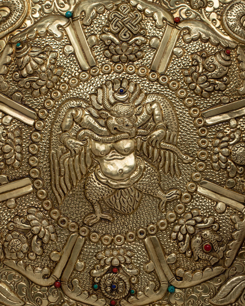 Garuda Wall Hanging Brass Metal Thanka | Symbolizing Protection and Spiritual Grace in Your Sacred Space