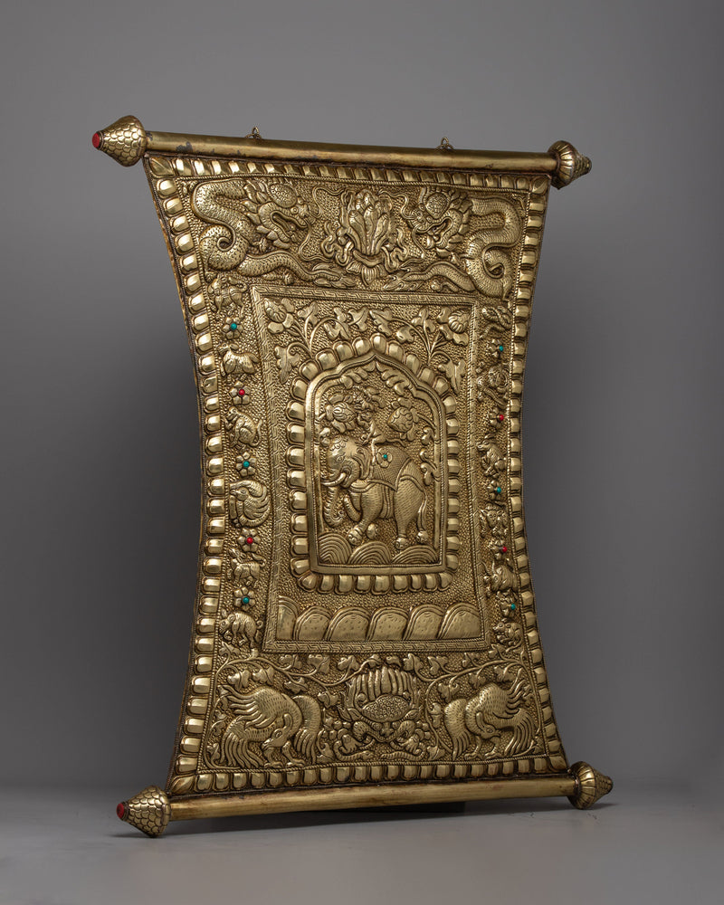 The Four Harmonious Friends(mthun-po spun-bzhi, Skt. Catvari anukulabhratr) Metal Wall Hanging