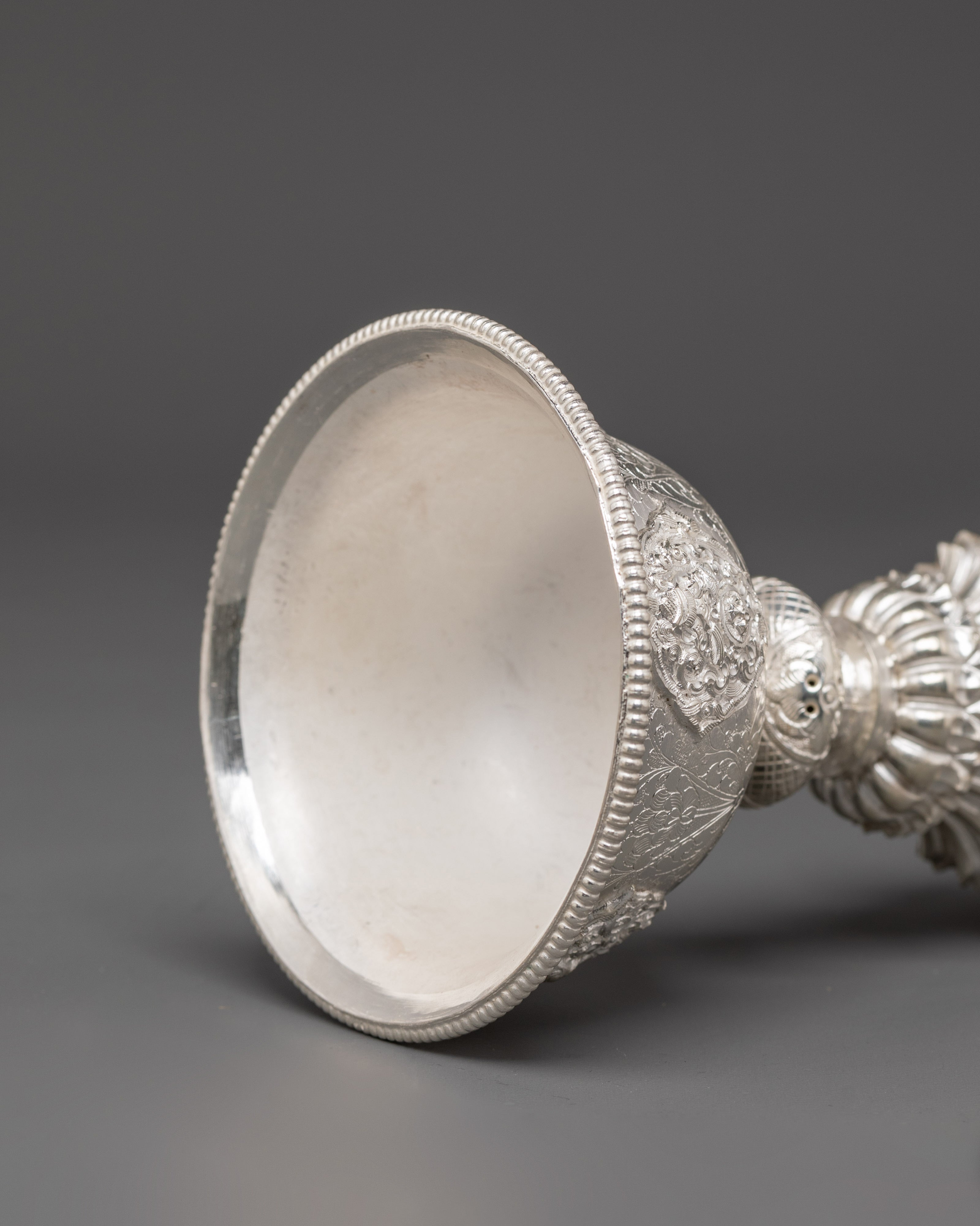 Handcrafted Silver Butter Lamp | Buddhist Light Offering Tool