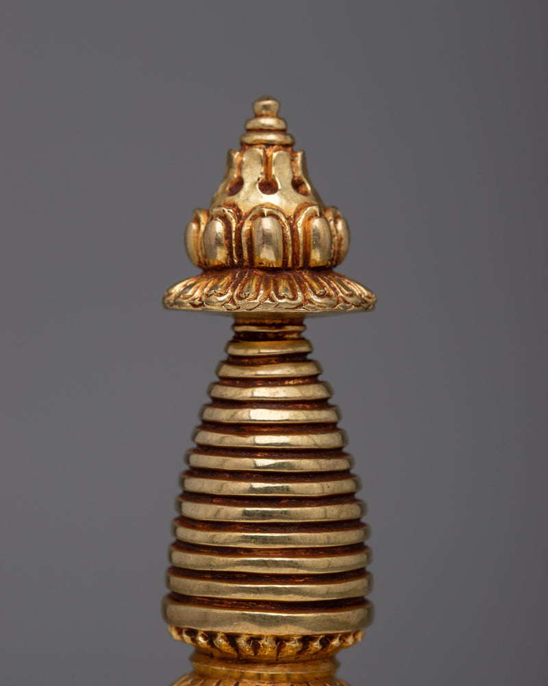 Exquisite Copper Stupa | Adorned with 24K Gold Plating for Opulent Beauty