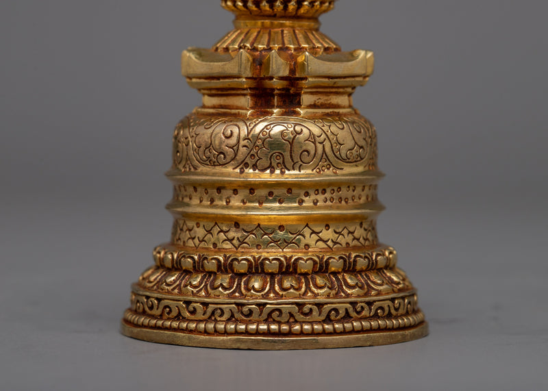 Exquisite Copper Stupa | Adorned with 24K Gold Plating for Opulent Beauty