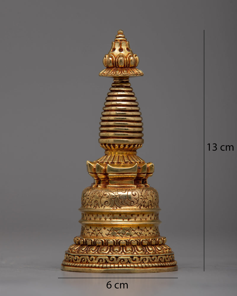 Exquisite Copper Stupa | Adorned with 24K Gold Plating for Opulent Beauty