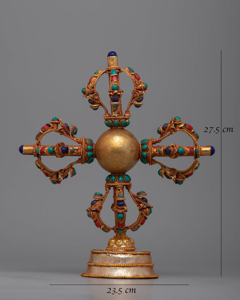 Double-Vajra with Stand |  Your Spiritual Practice and Offerings with Divine Symbolism