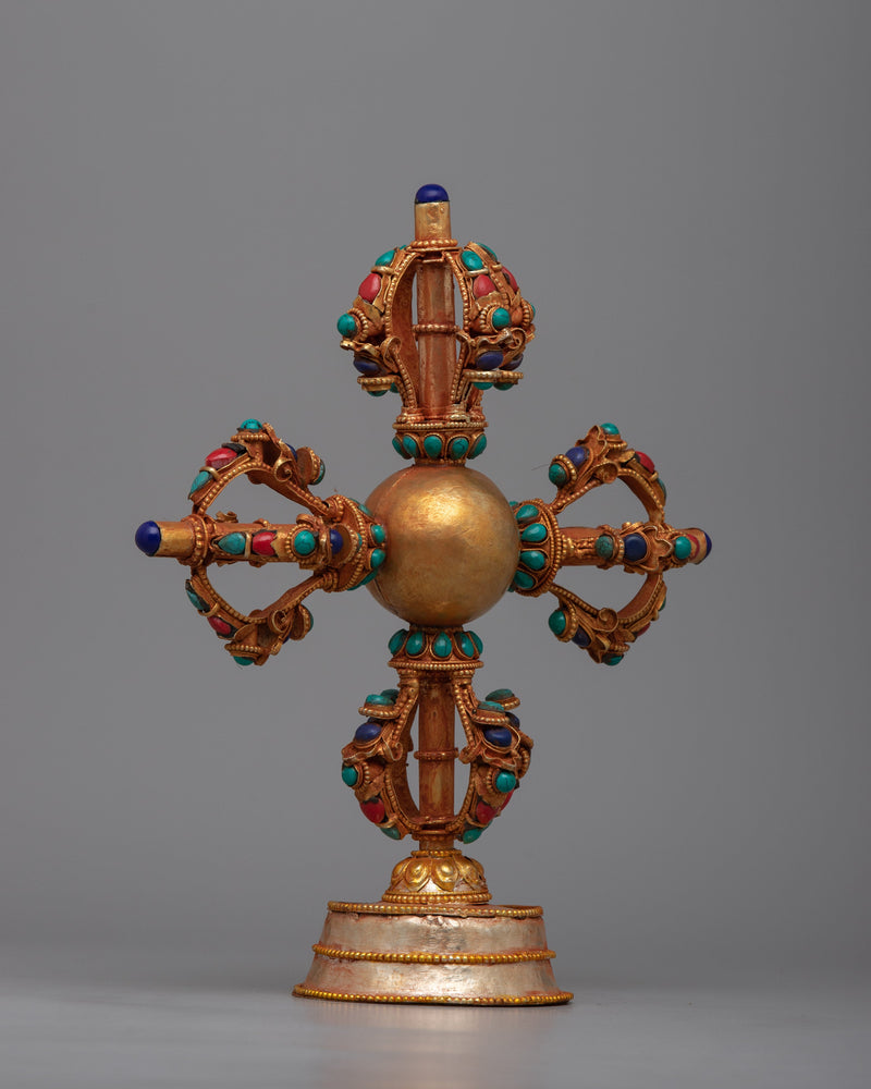 Double-Vajra with Stand |  Your Spiritual Practice and Offerings with Divine Symbolism