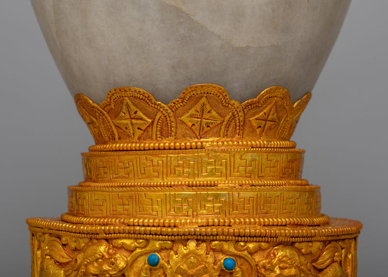 24K Gold-Plated Tibetan Dhupur Rice Pot |  Elevate Your Sacred Offerings with Divine Opulence and Tradition