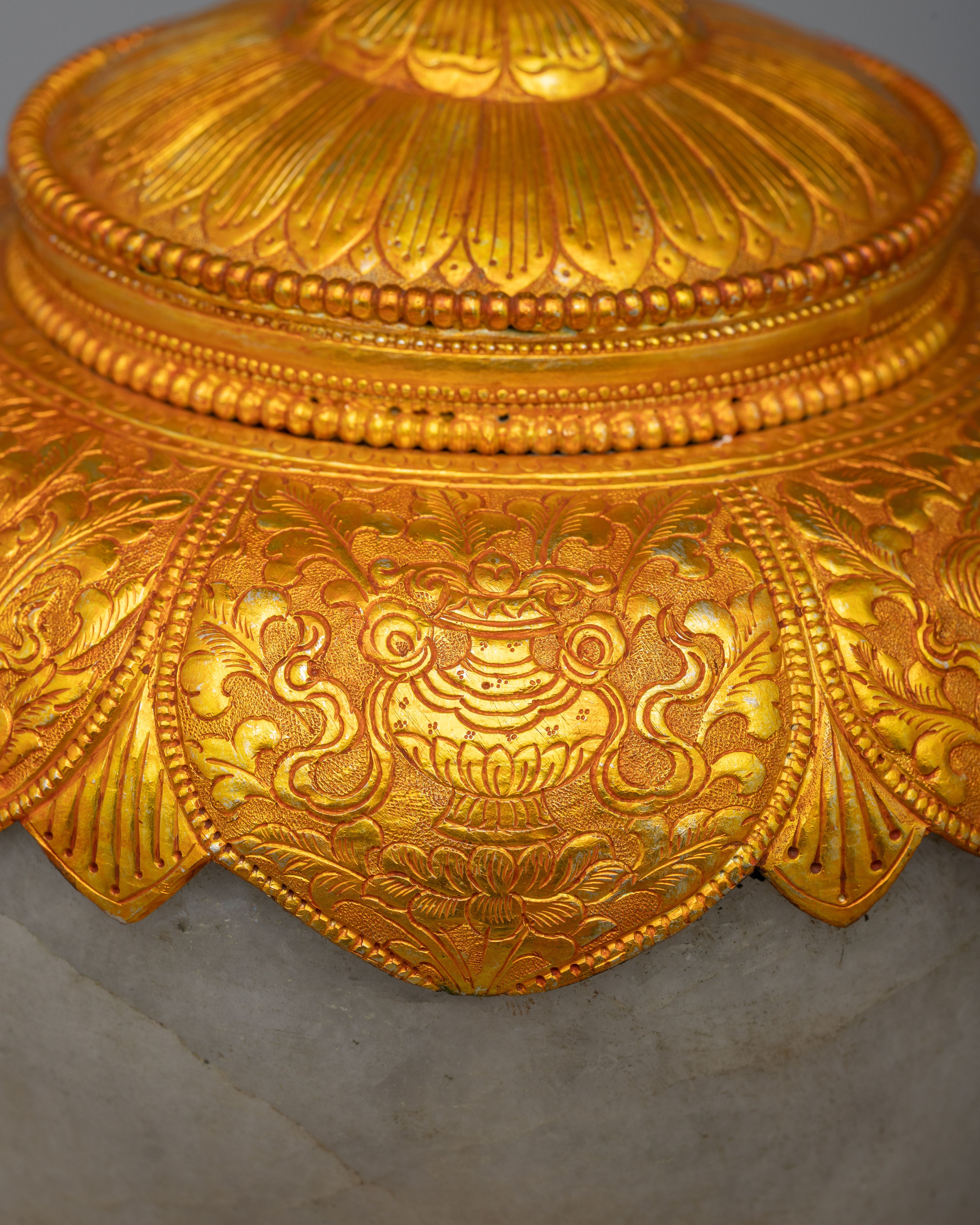24K Gold-Plated Tibetan Dhupur Rice Pot |  Elevate Your Sacred Offerings with Divine Opulence and Tradition