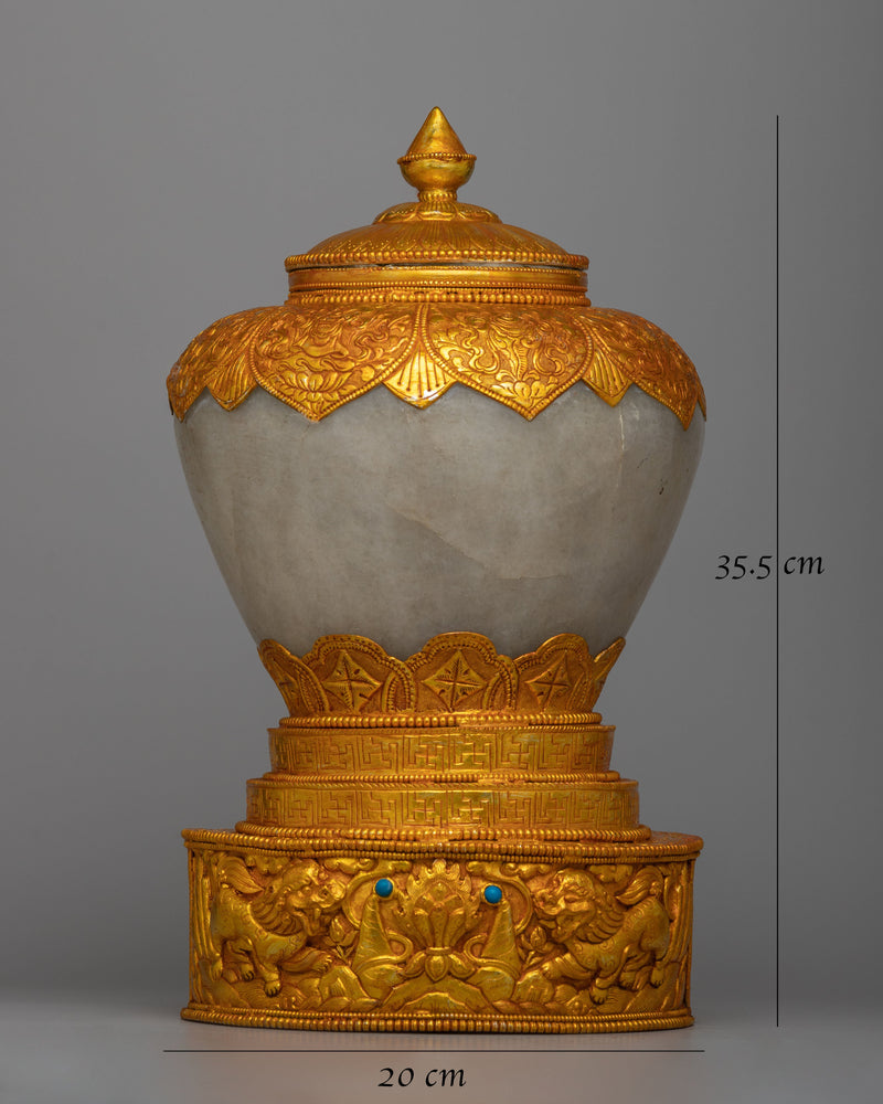 24K Gold-Plated Tibetan Dhupur Rice Pot |  Elevate Your Sacred Offerings with Divine Opulence and Tradition