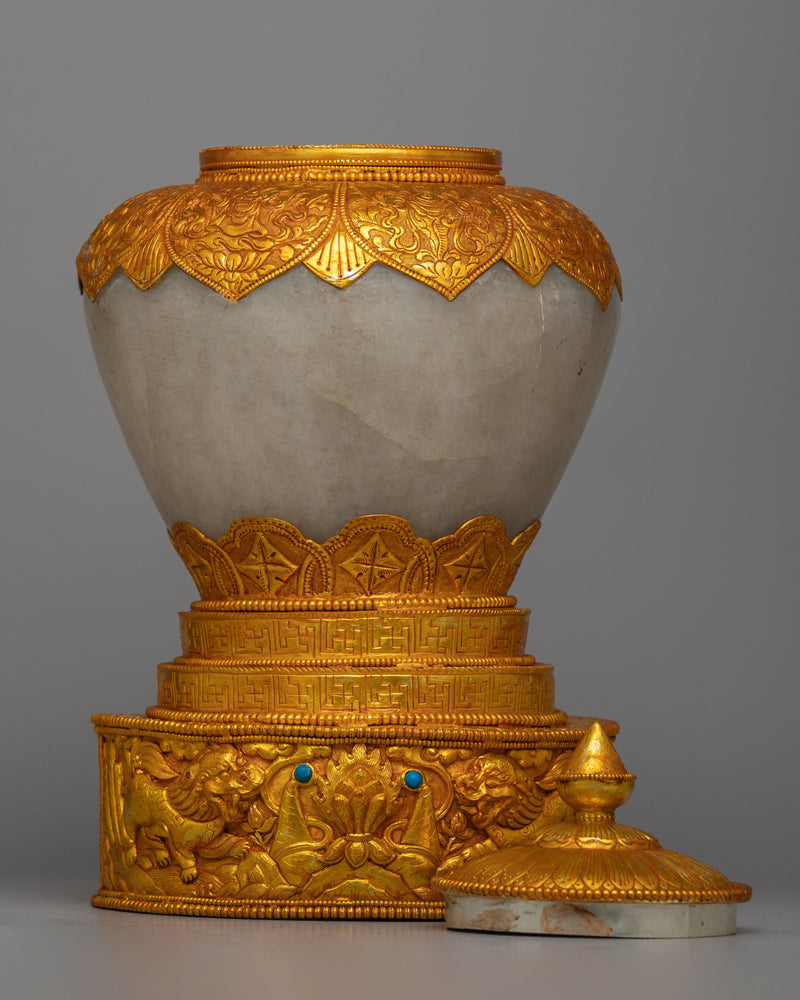 24K Gold-Plated Tibetan Dhupur Rice Pot |  Elevate Your Sacred Offerings with Divine Opulence and Tradition