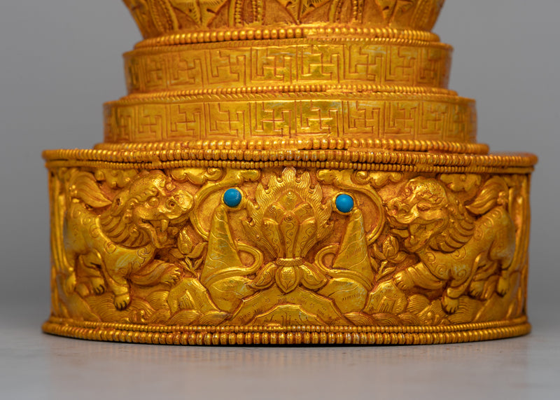 24K Gold-Plated Tibetan Dhupur Rice Pot |  Elevate Your Sacred Offerings with Divine Opulence and Tradition