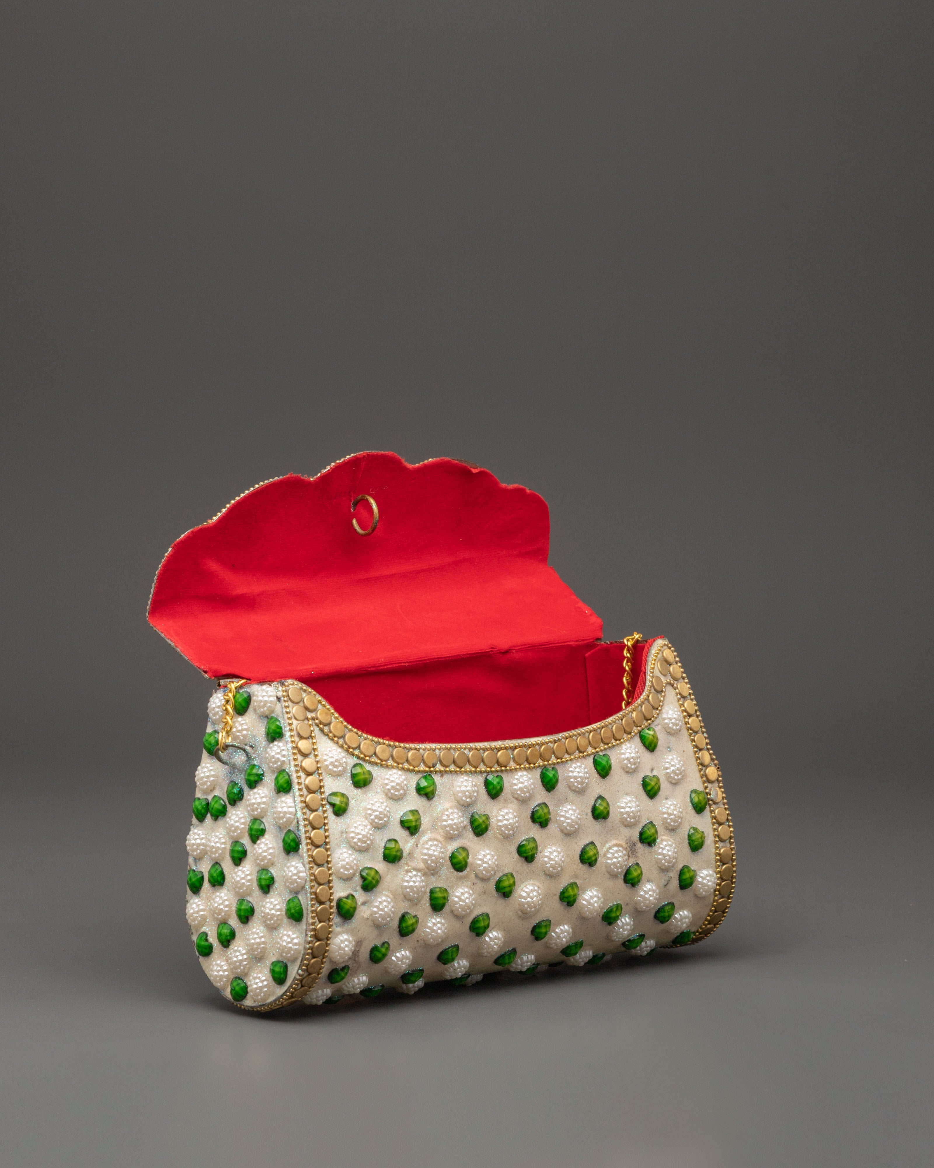 Pearl & Green Stone Side Bag | Bag For Special Occasions
