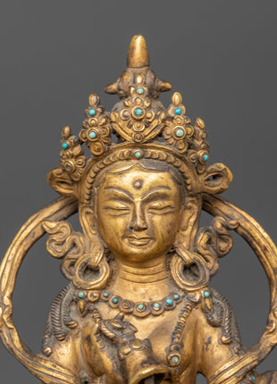 Antique Gold Marichi Statue | Gold-Plated Copper Deity
