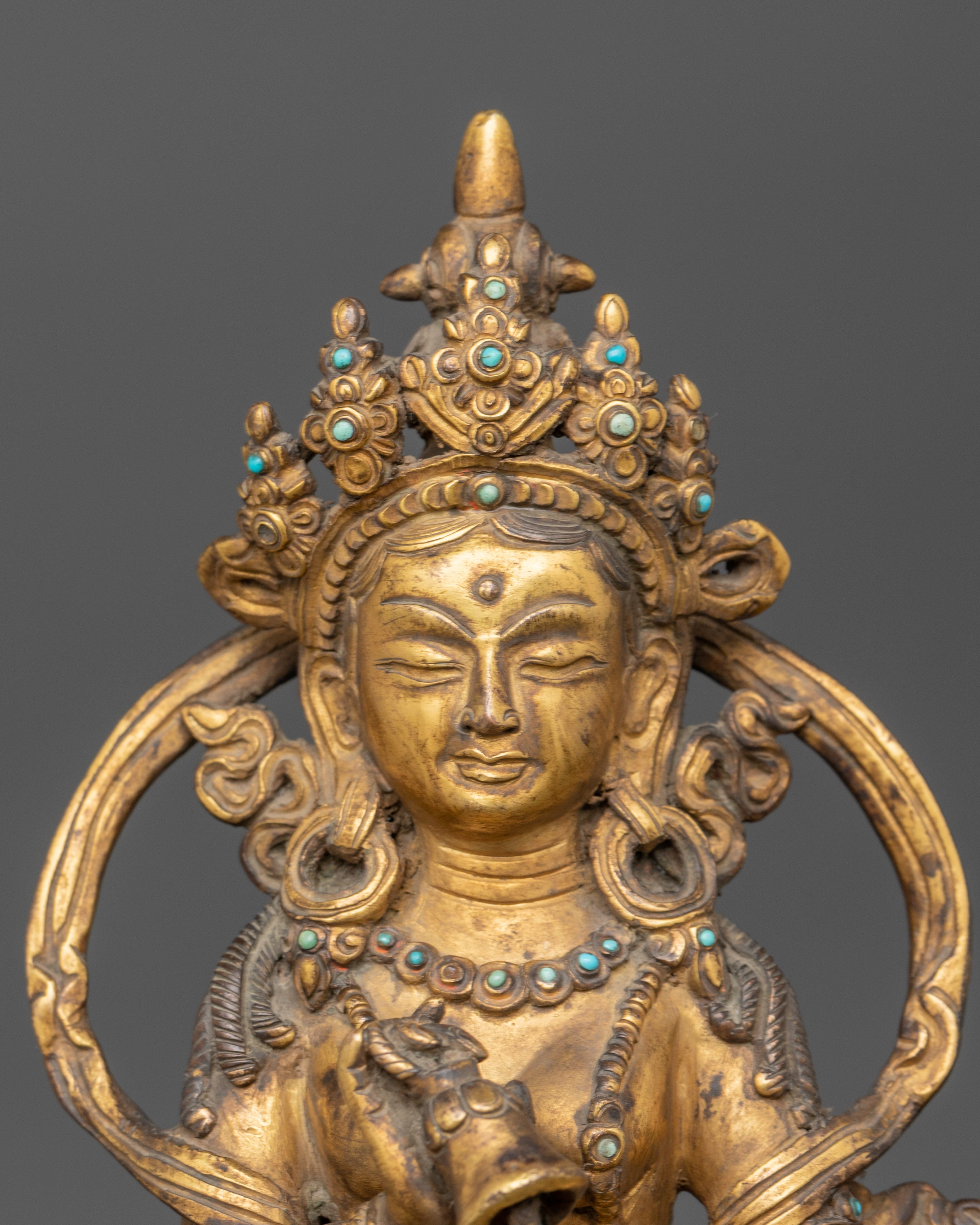 Antique Gold Marichi Statue | Gold-Plated Copper Deity