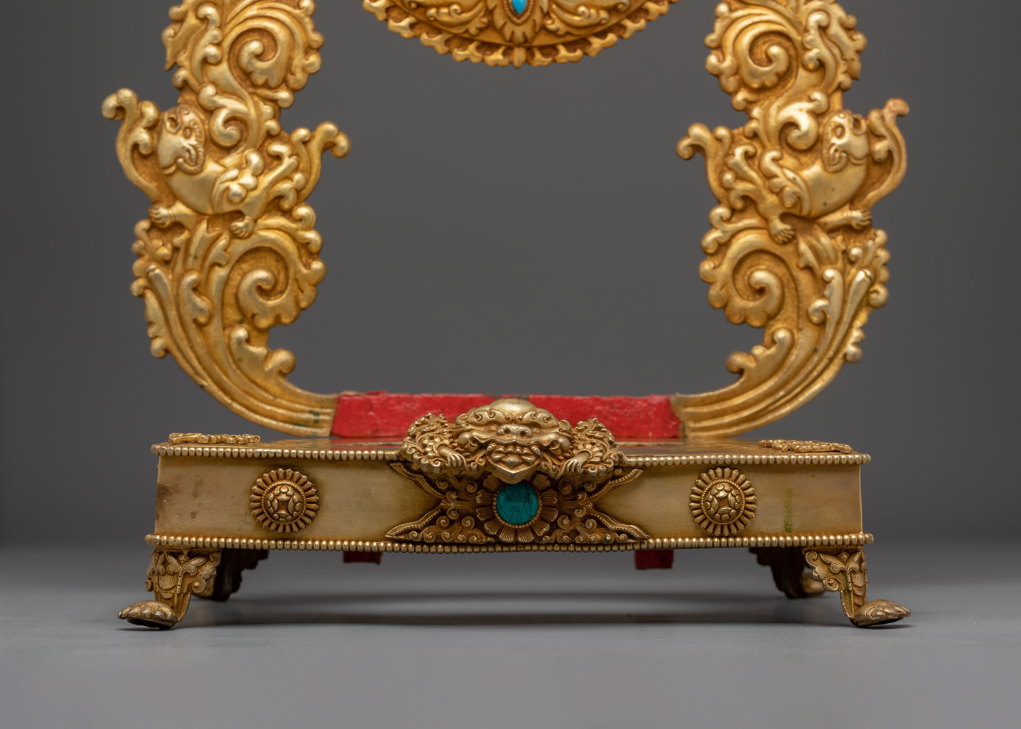 Traditional Gold-Plated, Copper Throne | Sacred Ritual Throne for Shrine