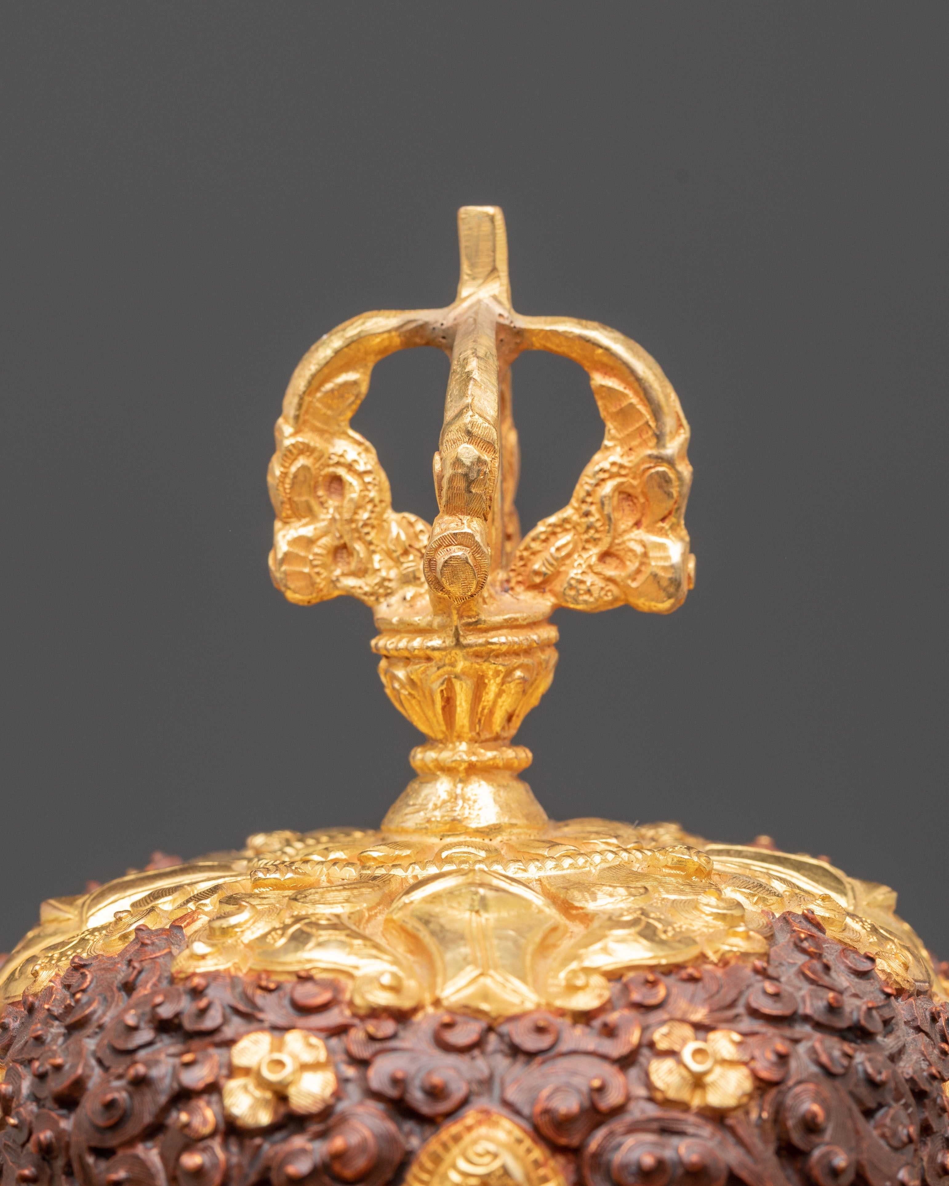 Handmade Gold Plated Kapala Set | Tibetan Ritual Skull Cup Offering Set