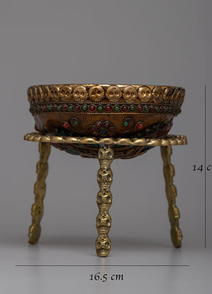 Kapala Skull Bowl | Sacred Rituals Enhanced with Copper and Silver