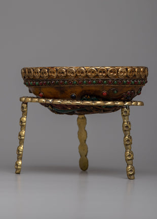 Kapala Skull Bowl | Sacred Rituals Enhanced with Copper and Silver