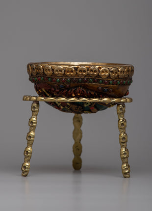 Kapala Skull Bowl | Sacred Rituals Enhanced with Copper and Silver